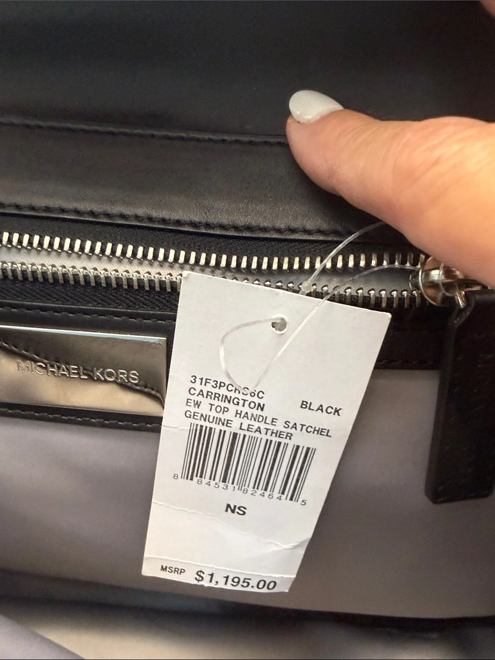 Michael Kors Collection CarringtonBlack Quilted Leather Satchel with Top Handle.